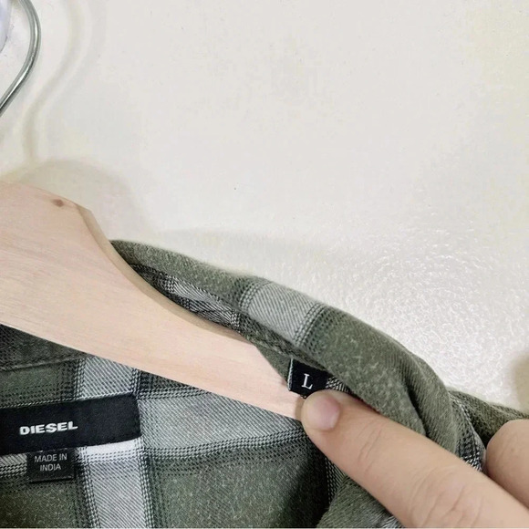 Diesel Checked Green Snap Button Shirt - Picture 10 of 16